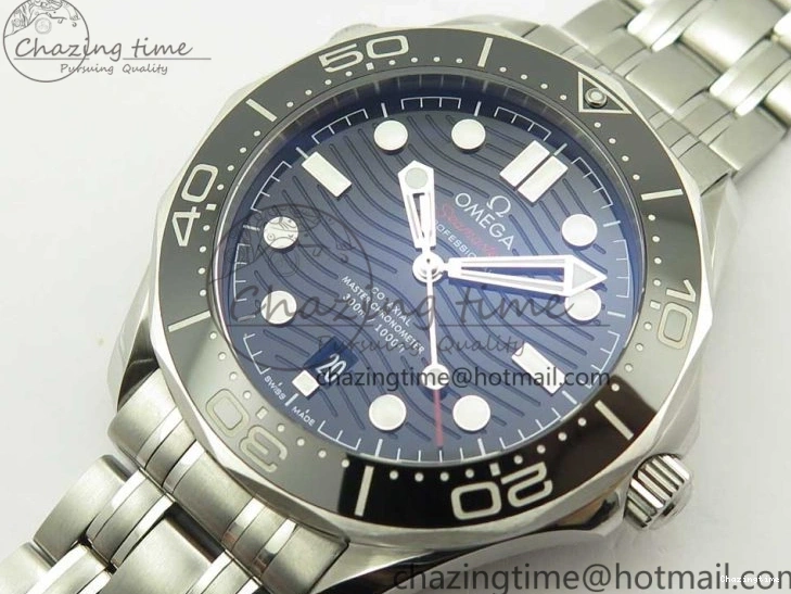 0520 2018 Seamaster Diver 300M OMF Best Edition Black Ceramic Black Dial on SS Bracelet A8800 (Black Balance Wheel) Breathable 7959